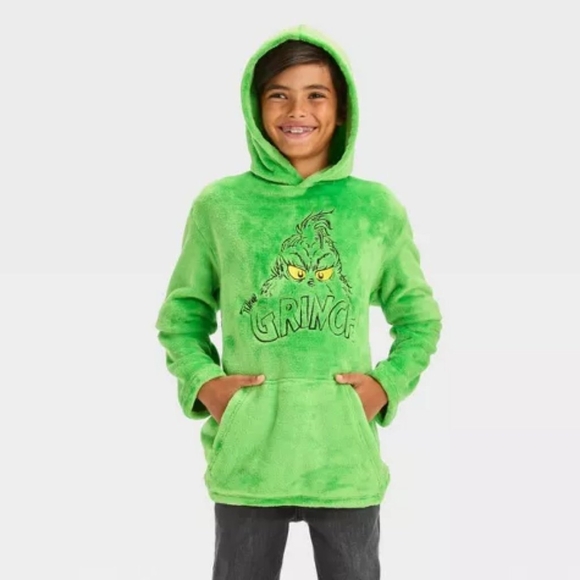 Grinch Christmas Fleece Pullover Hoodie Unisex Small - Picture 1 of 4